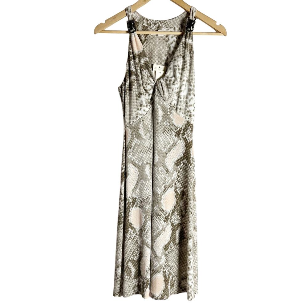 Kenneth Cole Sand Dune Snakeskin Print Sleeveless V-Neck Mini Dress Size M